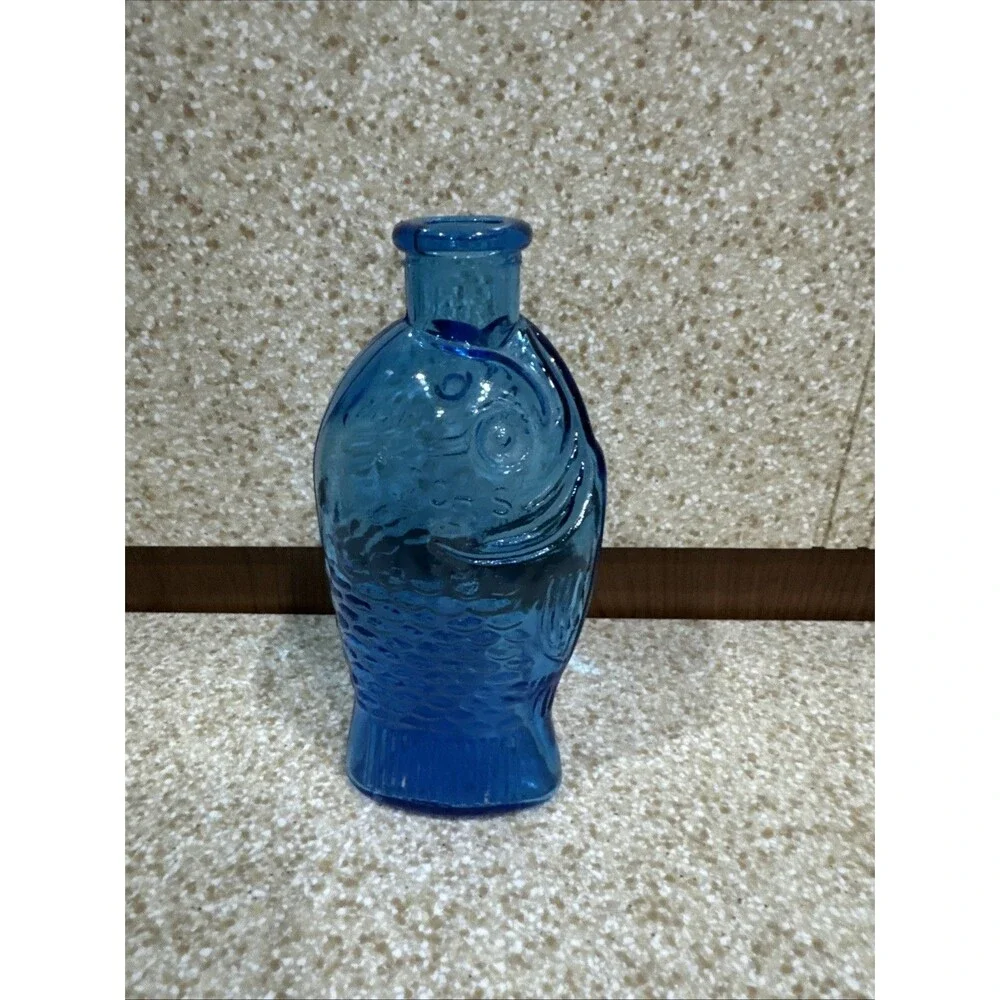 Wheaton Dr. Fisch's Bitters Aqua Blue Glass Fish Shape Miniature Glass Bottle